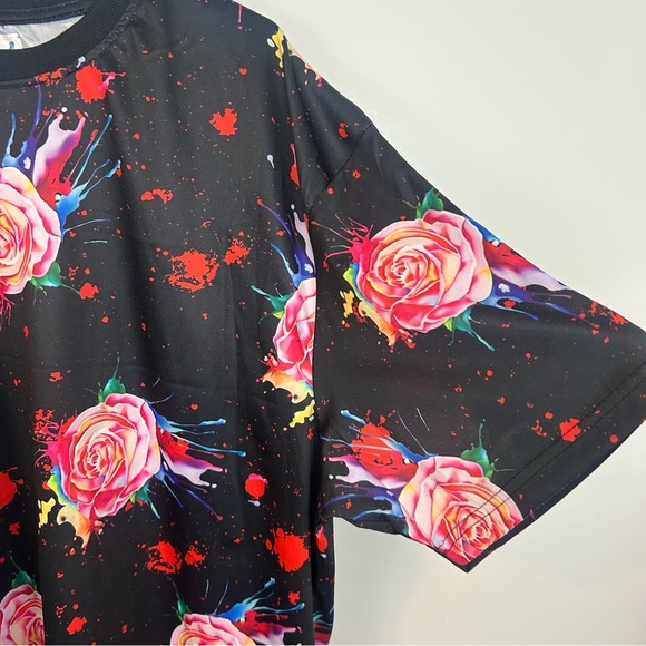 NWT Fresh Prince Y2K 90s Rose Floral Print Long Sleeve Polyester T-shirt Size 3X - Picture 4 of 9